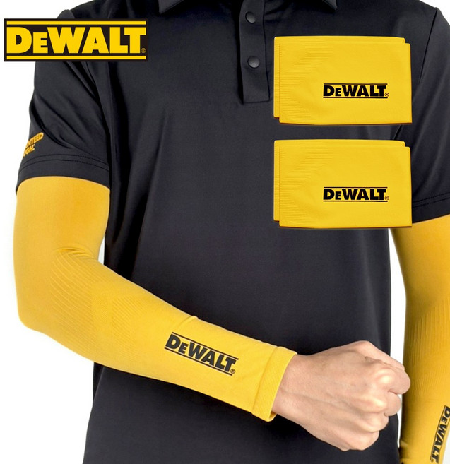 디월트 무봉제 자외선차단 쿨토시, 2개, 옐로우