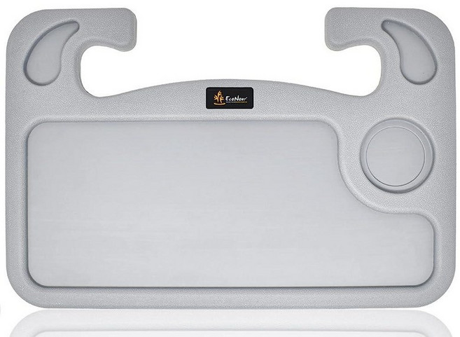 EcoNour 2 in 1 자동차 스티어링 휠 데스크 | 펜 홀더가 있는 노트북 자동차 마운트용 트레이 | 차량용 책상 콘솔 | 음료 홀더와 함께 식사를 위한 푸드 트레이 |, 회색, Gray, Gray, 1개