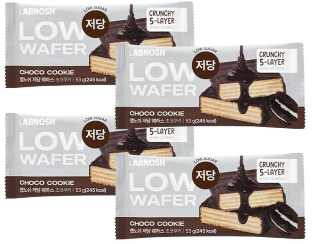 랩노쉬 저당 웨하스 초코쿠키, 4개, 53g