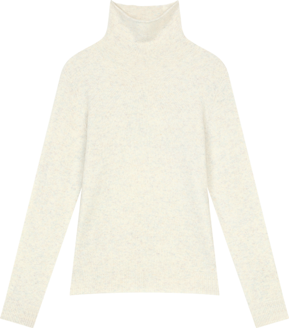 ELFSACK 2025년 겨울 여성 고급 울100% 하이넥 니트티 순수 캐시미어 라운드넥 내의 패션 데일리룩