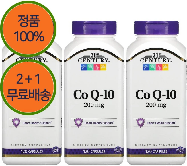 2+1 21세기 센트리 코큐텐 200mg 120캡슐 코엔자임 Q10 큐텐 CoQ10 3개, 120정 - 쿠팡