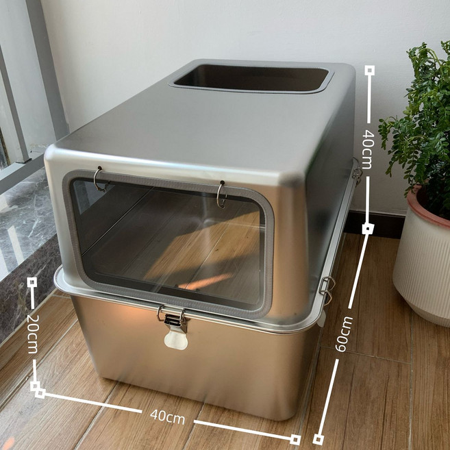 스테인레스 고양이 화장실 밀폐형 반려묘 사막화 오픈형, 1개, 60x40x40 전입 상출 상단개구