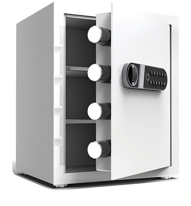 LOVFIR 소형 투명 금고 지문 금고 도난 방지 사무 보관함 45CM, 흰색