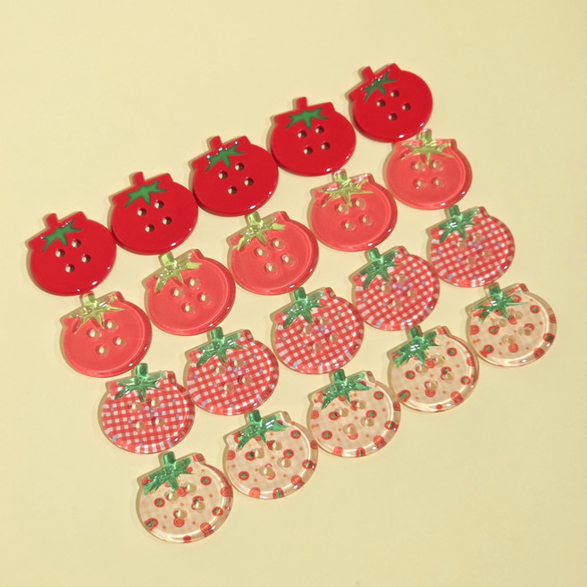 케이케이유 귀여운 단추 세트 25mm 부자재, 토마토 4종 20p, 1개