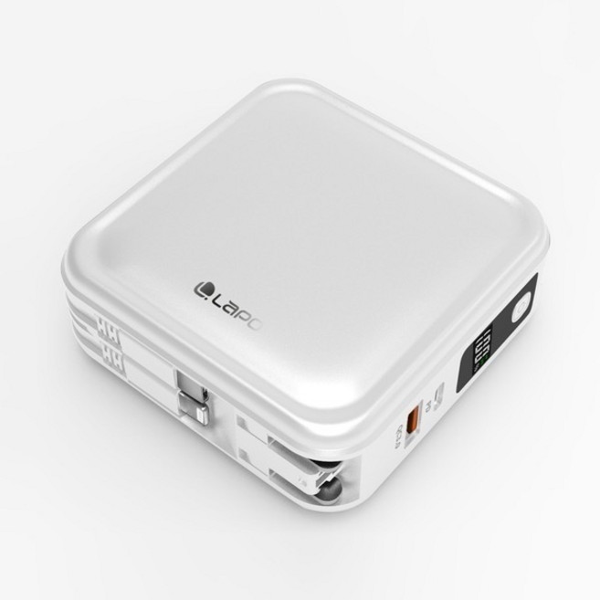 LaPO 八合一 10000mAh 無線快充 WT-08 多功能行動電源, 3代-柔霧白,Type-C ＋ Lightning