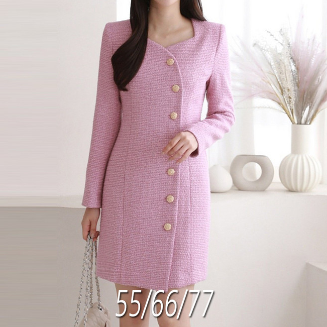 트위드오픈랩 은사메탈 상견례룩 결혼식하객원피스(SML)