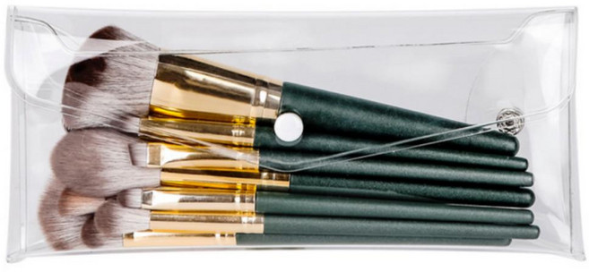 깔끔 투명 똑딱이 PVC 다용도 필통 파우치 (중형)