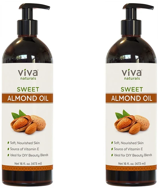 Viva Naturals Almond Oil 비바 네추럴스 스윗 아몬드 오일 16oz(473ml) 2팩, 473ml - 쿠팡