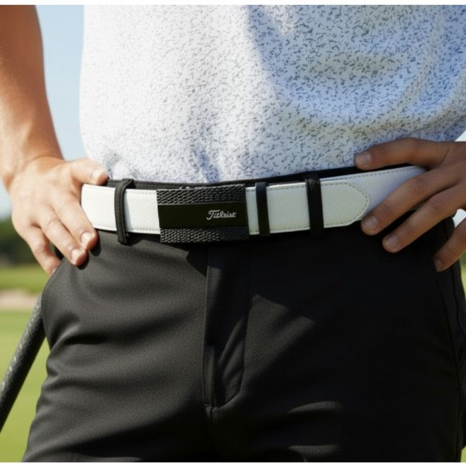 타이틀리스트 남성 자동 골프 벨트 허리띠 선물, 화이트, 1개