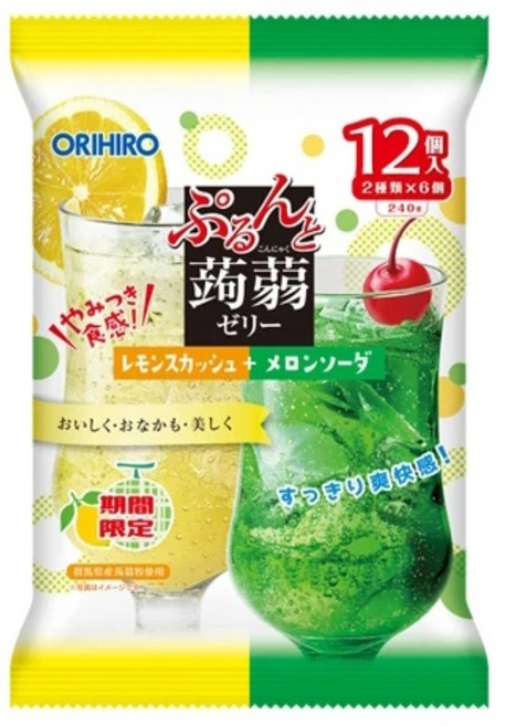 일본 오리히로 곤약젤리 기간한정 레몬+메론소다맛 12개입