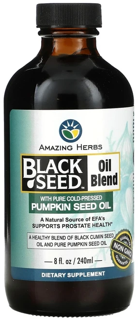 어메이징허브 냉압착된 호박씨유가 함유된 블랙 시드 오일 블렌드 8 fl oz 240 ml, 1개, 240ml - 쿠팡