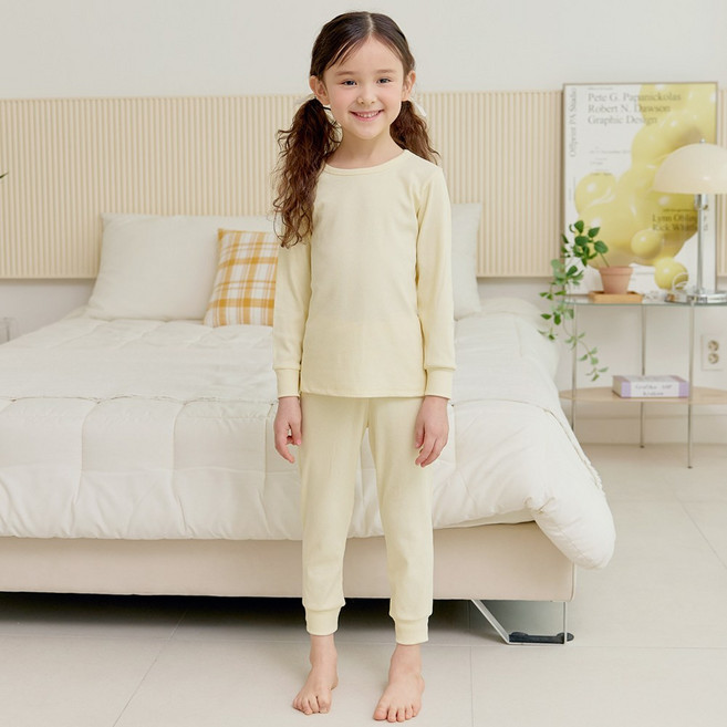 유라비 아동복 남아 여아 에센셜 골지 실내복 상하세트 내복 이너웨어 홈웨어