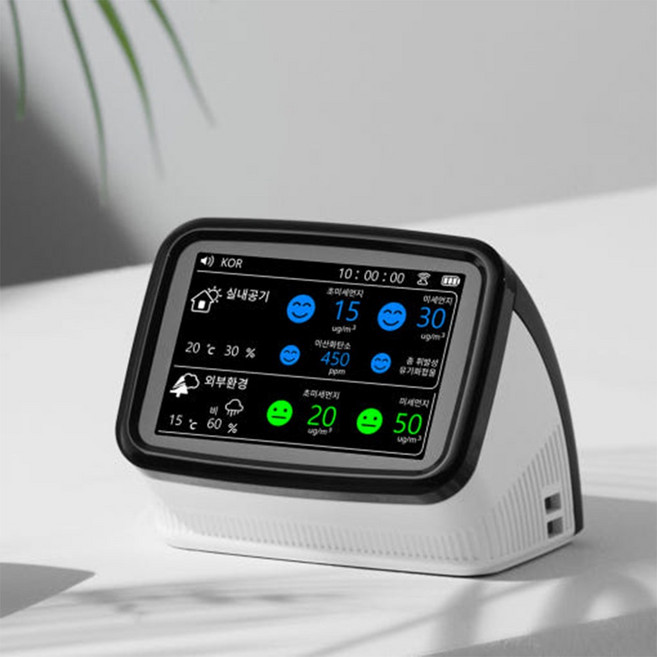 에이오 플러스 미세먼지 측정기 환경부 1등급 Ndir CO2 IoT 탑재, 블랙/화이트, 1개, 1개입