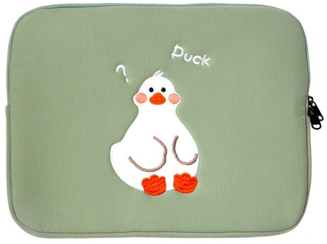 다담스 귀여운 태블릿 아이패드 갤럭시탭 슬리브 파우치, 카키, 1개