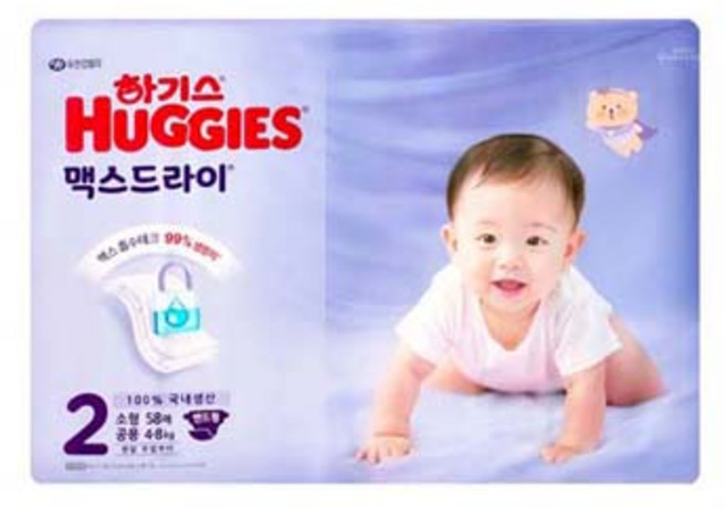 하기스 NEW 맥스드라이 밴드형 남여공용, 2단계, 58매