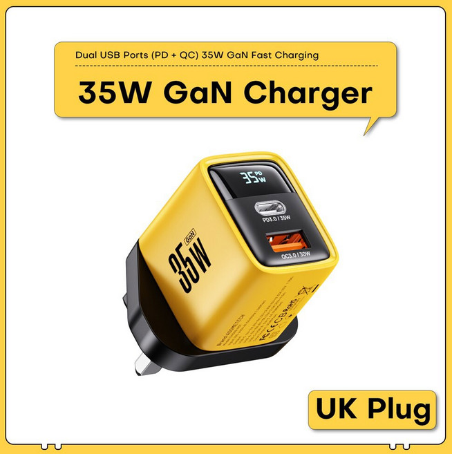 35W GAN 충전기 충전 14 25W PD 디스플레이 빠른 PPS LED S23 QC3 30W 유형 USB, [04] UK Plug, 04 UK Plug, 3) UK Plug
