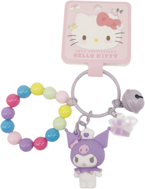 산리오 정품 50주년 컬러비즈 키링 열쇠고리, 1개, 쿠로미