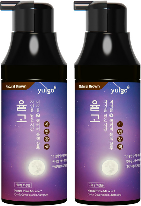 율고 자연을 담은 시간 순한 새치 염색샴푸 자연갈색, 200ml, 2개