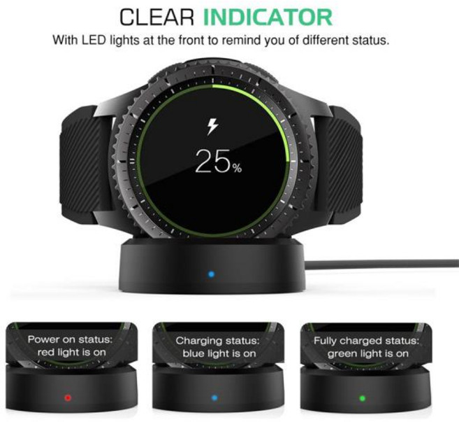 호환 무선 고속 충전기 삼성에 적합한 기어 S3 프론티어 S2 워치용 갤럭시, 1개