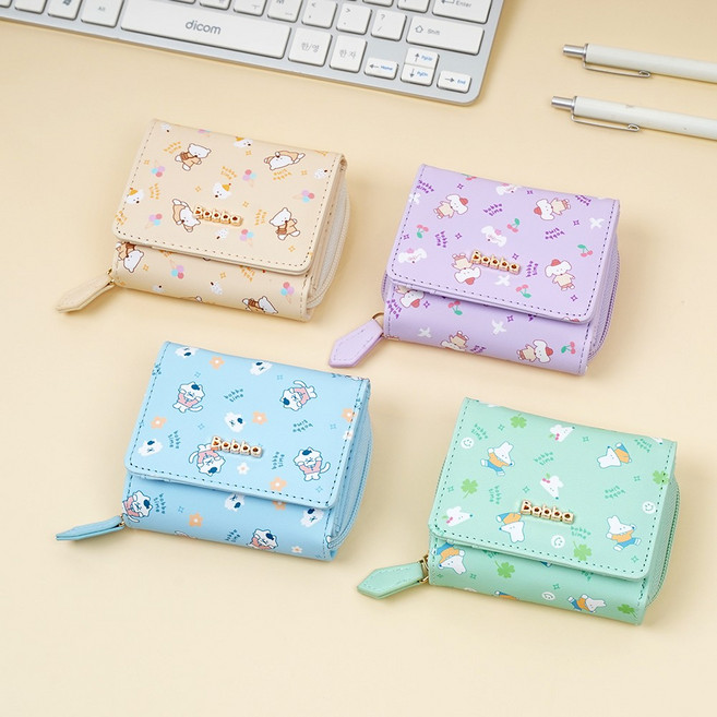 뭉구 보바 패턴 지갑 캐릭터 미니 소형 지갑 동전 지갑 보관 정리