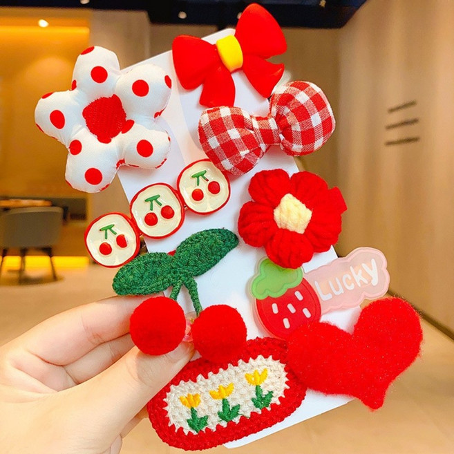 12종 귀여운 여아 똑딱 집게 헤어핀