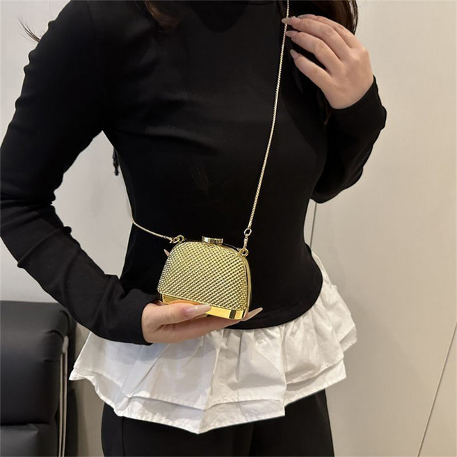 besteffie 여성용 미니 크로스백 패션 다이아몬드 체인백 핸드백 파티용 클러치백 K19