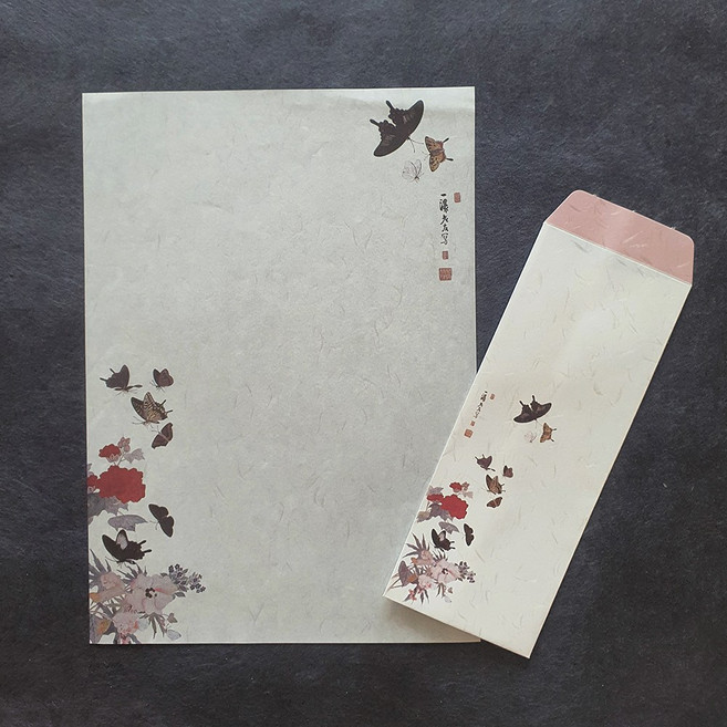 꽃과나비 편지지 (A4) 5매 한지편지지, 편선지3