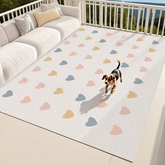 방수 미끄럼방지 애견매트 5mm 대형 발코니 베란다 거실 복도 강아지 방수매트, 1개, AL003-하트