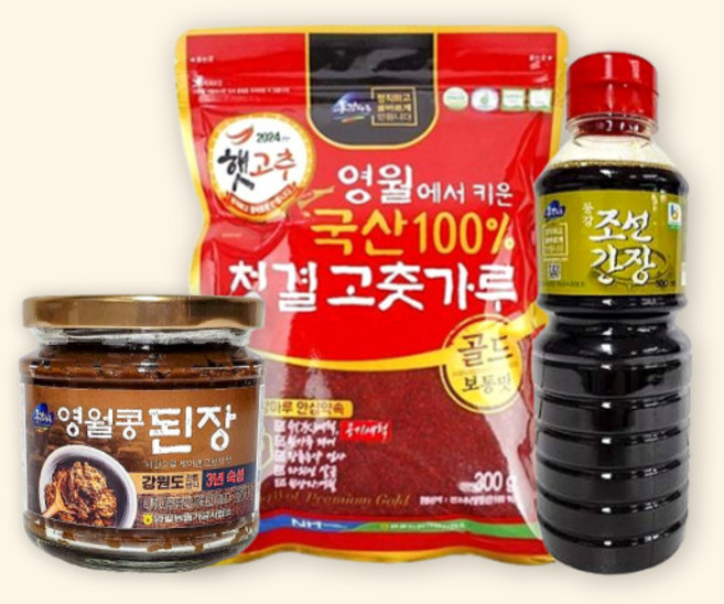 영월농협 동강마루 국물요리 세트 고춧가루 300g + 영월콩된장 250g + 조선간장 500ml 국산재료, 고춧가루 보통맛, 1개