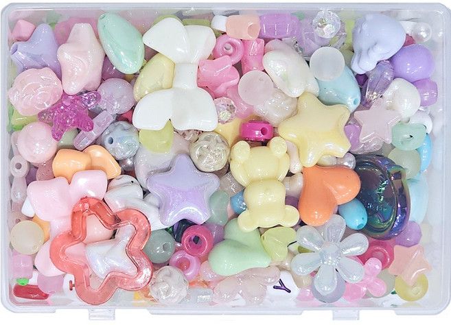 [루앤블리] 알찬 비즈 세트 부자재 대용량 파츠 볼꾸 볼펜꾸미기 팔찌 핸드폰 스트랩 키링 만들기 DIY 공예 재료 200g, 1개, 조이(믹스)