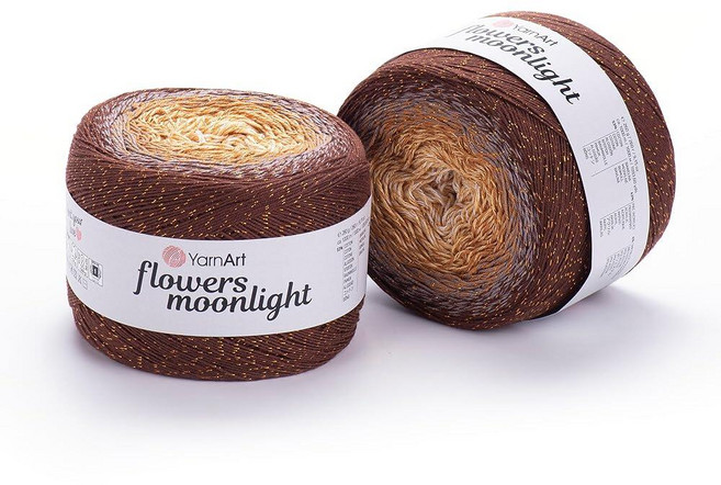 YarnArt Flowers Moonlight – 메탈릭 루렉스가 있는 그라데이션 면 아크릴 실 250g(9.17온스) 1093야드 - 코바늘 뜨개질 뜨개질 숄 및 DI, 3284