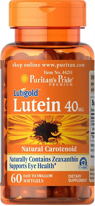 Puritans Pride 퓨리탄프라이드 루테인 40mg 지아잔틴 함유 60 개 2팩, 60정, 2개