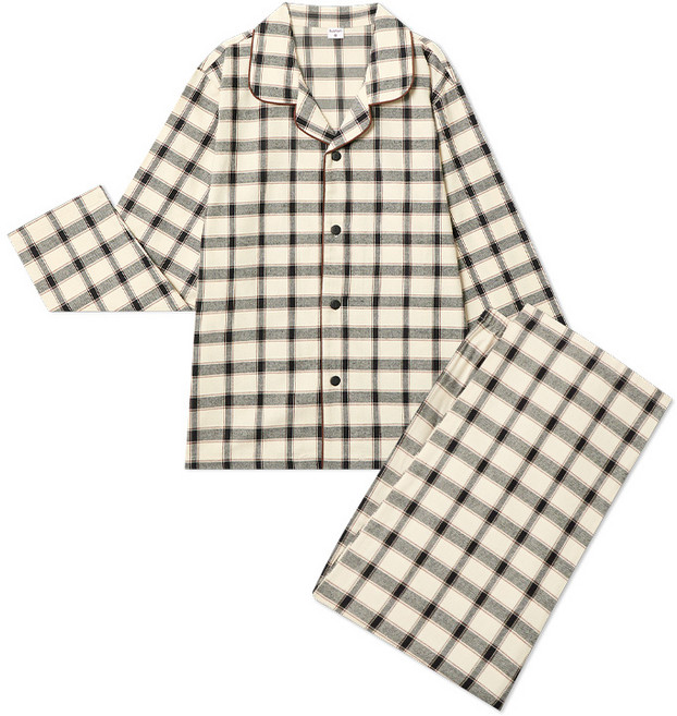 수아팜 아동 모던 브라운 코튼 긴팔 파자마 세트
