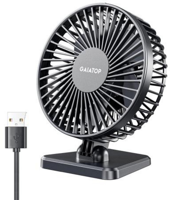 GAIATOP 미니 USB 데스크탑 팬 휴대용 팬 데스크탑 오피스 USB 조용한 냉각 팬 홈 오피스에 적합한 3 속도, 2) Black, 3)Black