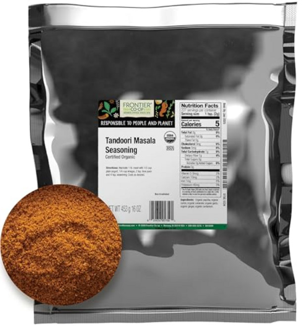 프론티어 벌크 탄두리 마살라 시즈닝 유기농 1파운드 Frontier Bulk Tandoori Masala Seasoning Organic 1 Pound, 1개, 500g