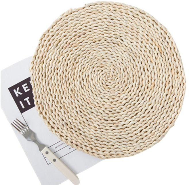 수공예 라탄 스타일 다용도 원형 식탁 매트 대형, 1개