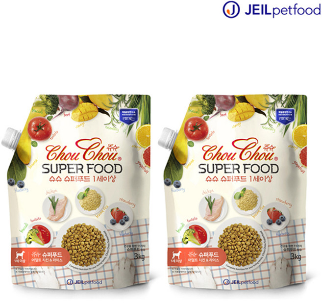 슈슈 슈퍼푸드 어덜트 치킨 3kg 애견사료 강아지사료, 2개, 닭