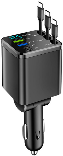 영결무람 7in1 차량용 릴타입 M14 고속 충전기 120W, TYPE C+TYPE C