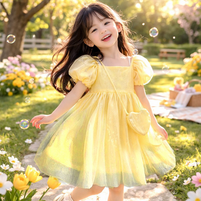 오자드 여아 핑크 봄 여름 샤 원피스 + 가방세트