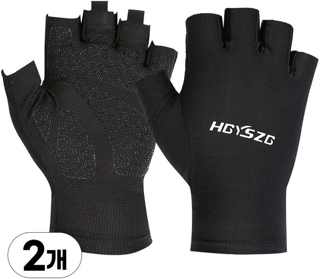 1+1 트레킹 장갑 여름 등산 스포츠 여름 쿨 메쉬 반장갑, 리얼블랙, 2개