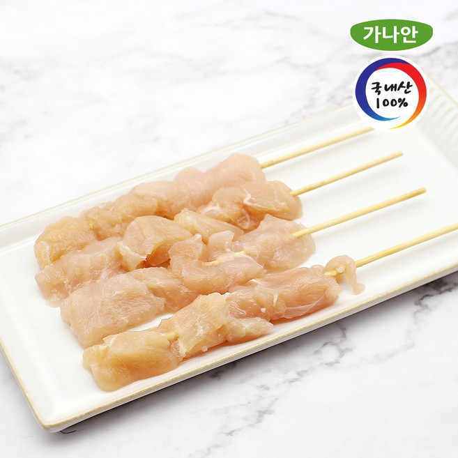 가나안식품 닭가슴살 꼬치 파닭 순살 껍질 염통 꼬치 숯불 구이 캠핑음식, 1개, 400g