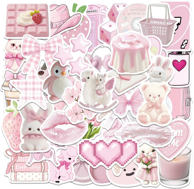 노트북 다꾸 폰꾸 캐리어 다이어리 꾸미기 감성 조각 스티커, 1개, 베이비 핑크