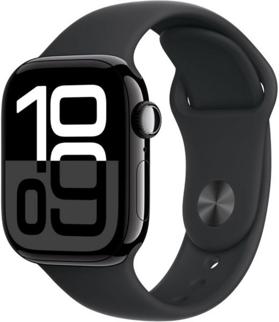 애플워치 스마트워치 스포츠 밴드 Apple Watch 시리즈 10 GPS 42mm - 블랙 밴드가 있는 제트 알루미늄 케이스 S/M 리퍼