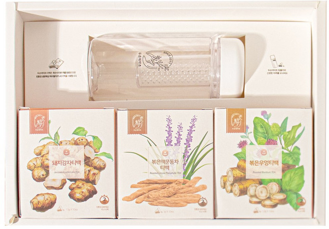 두손애약초 티백 선물세트 3종_보틀 포함, 1개, 가온세트[돼지감자/볶은맥문동/볶은우엉]
