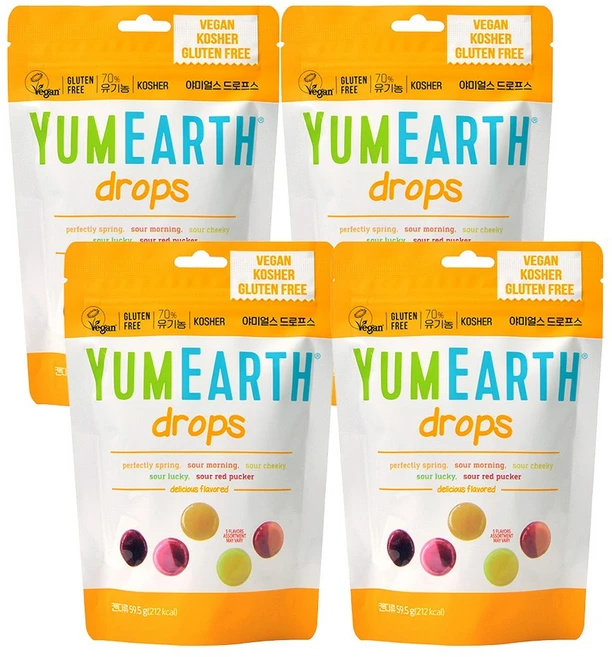 야미얼스 유기농 드로프스 파우치팩, 59.5g, 4개 - 쿠팡