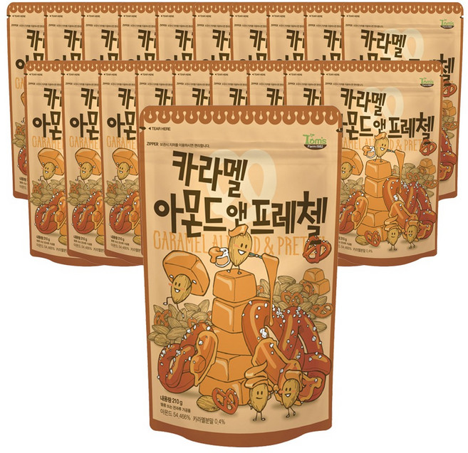 탐스팜 카라멜아몬드 앤 프레첼, 210g, 20개