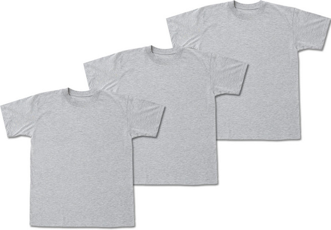 플러스코튼 빅사이즈 남여공용 면 30수 무지 라운드 반팔 티셔츠 3장