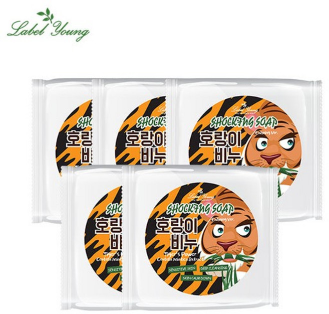 [라벨영] 피부진정+트러블케어+딥클렌징 호랑이비누 5개, 100g