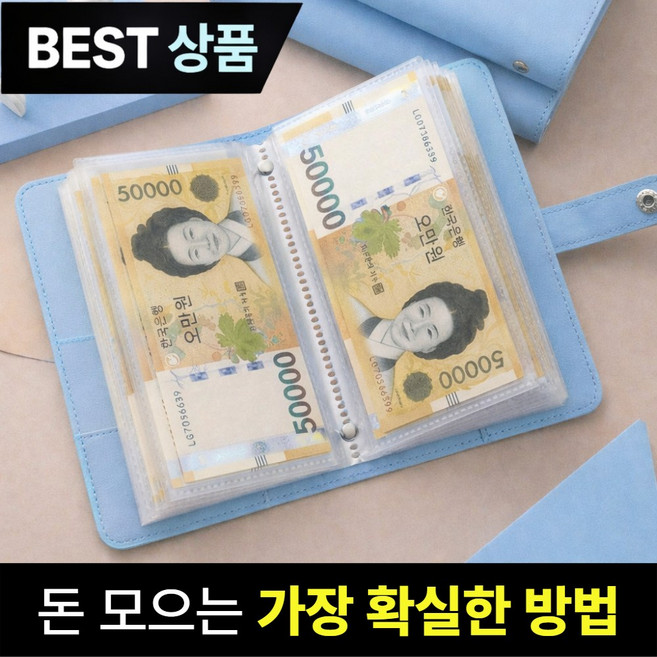 브로미 현금 바인더 저축 다이어리 지폐, 1개, 블루