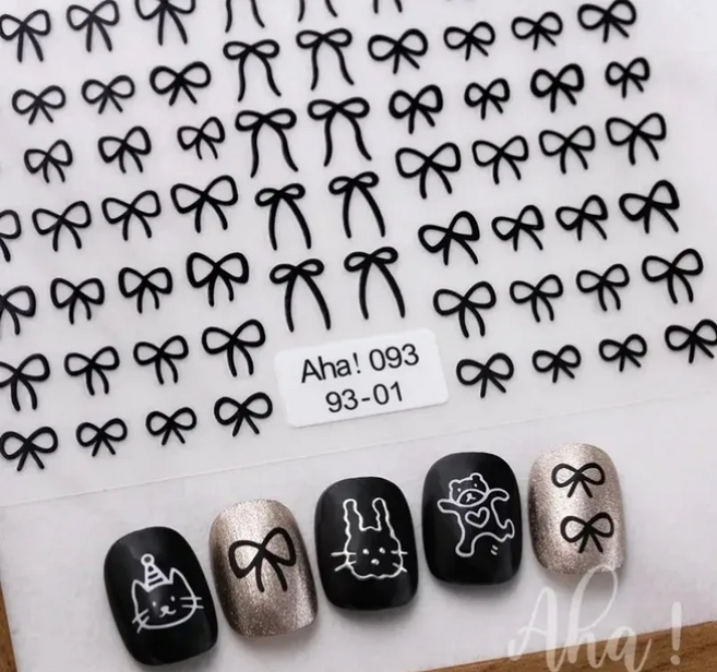 네일 매듭 리본 네일 데코 스티커 여름 데코 네일스티커 캐릭터, 1개, aha093-02(화이트)